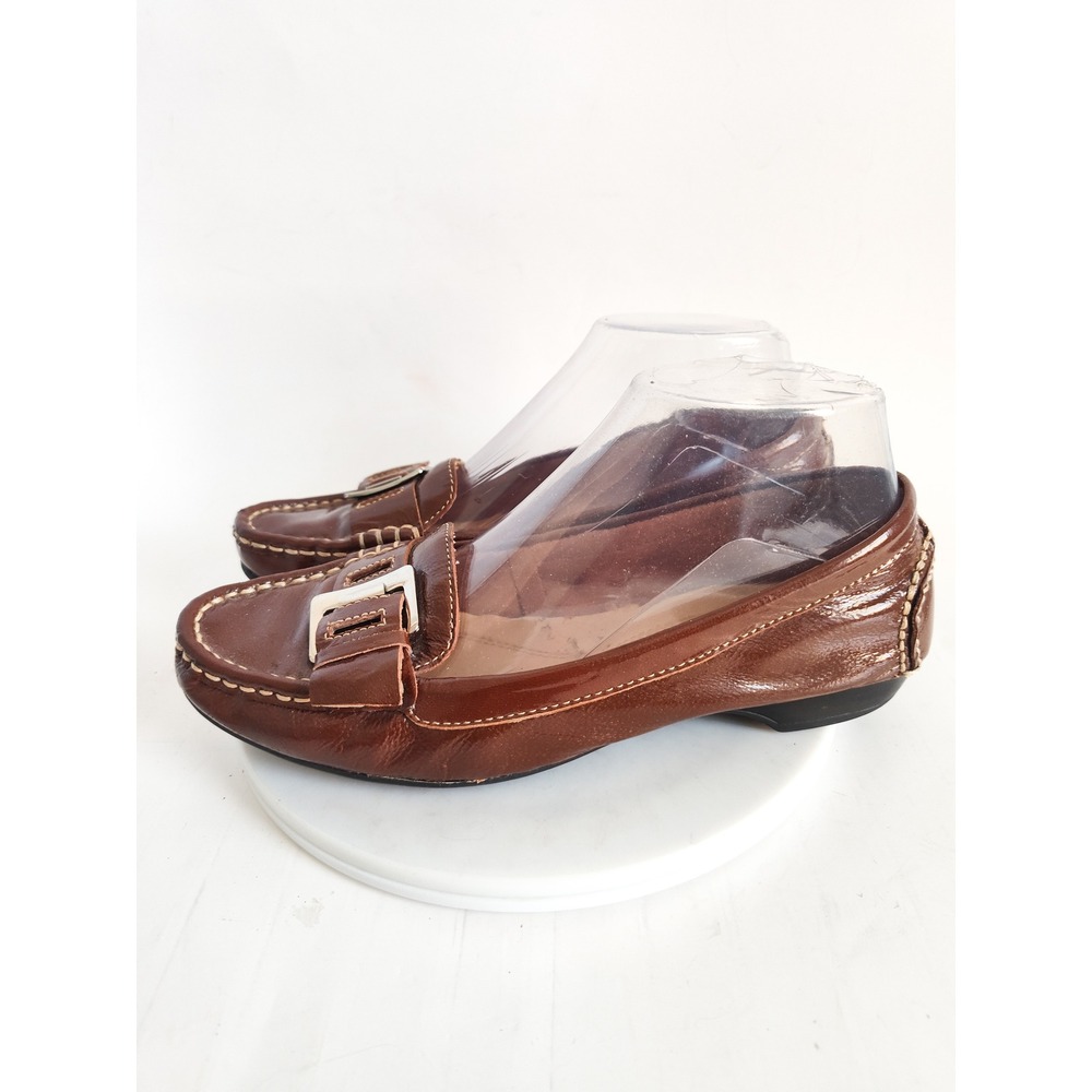 Naturalizer‎ Loafers 7 Leather Buckle Brown Classic Slip On Comfort Flats Shoes - Picture 3 of 11